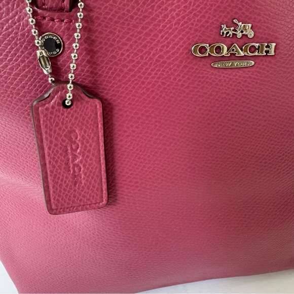 Coach Leather Crossgrain Mini Street Tote in Silver Sunset Red (Pink) - Picture 13 of 16